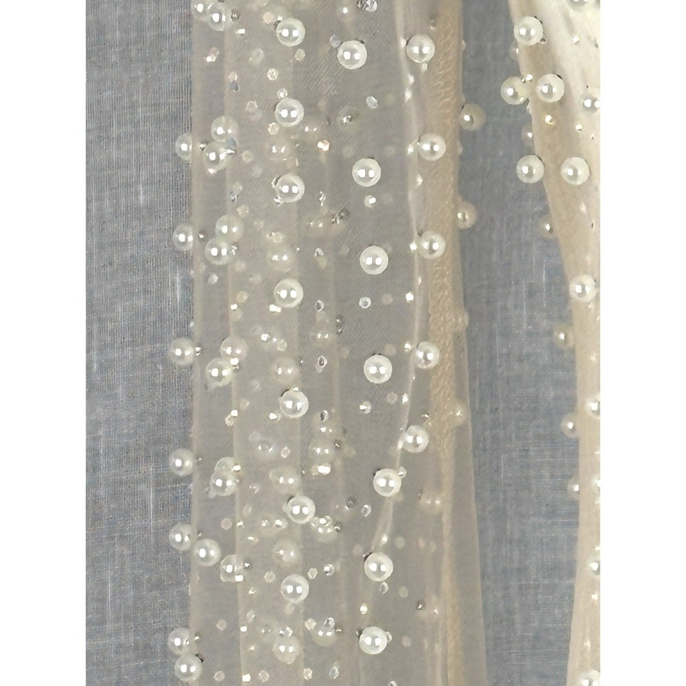 Sheer Pearl Festival Top Embellished Transparent Boho Fairy Angelcore Small 3-D - Picture 9 of 14